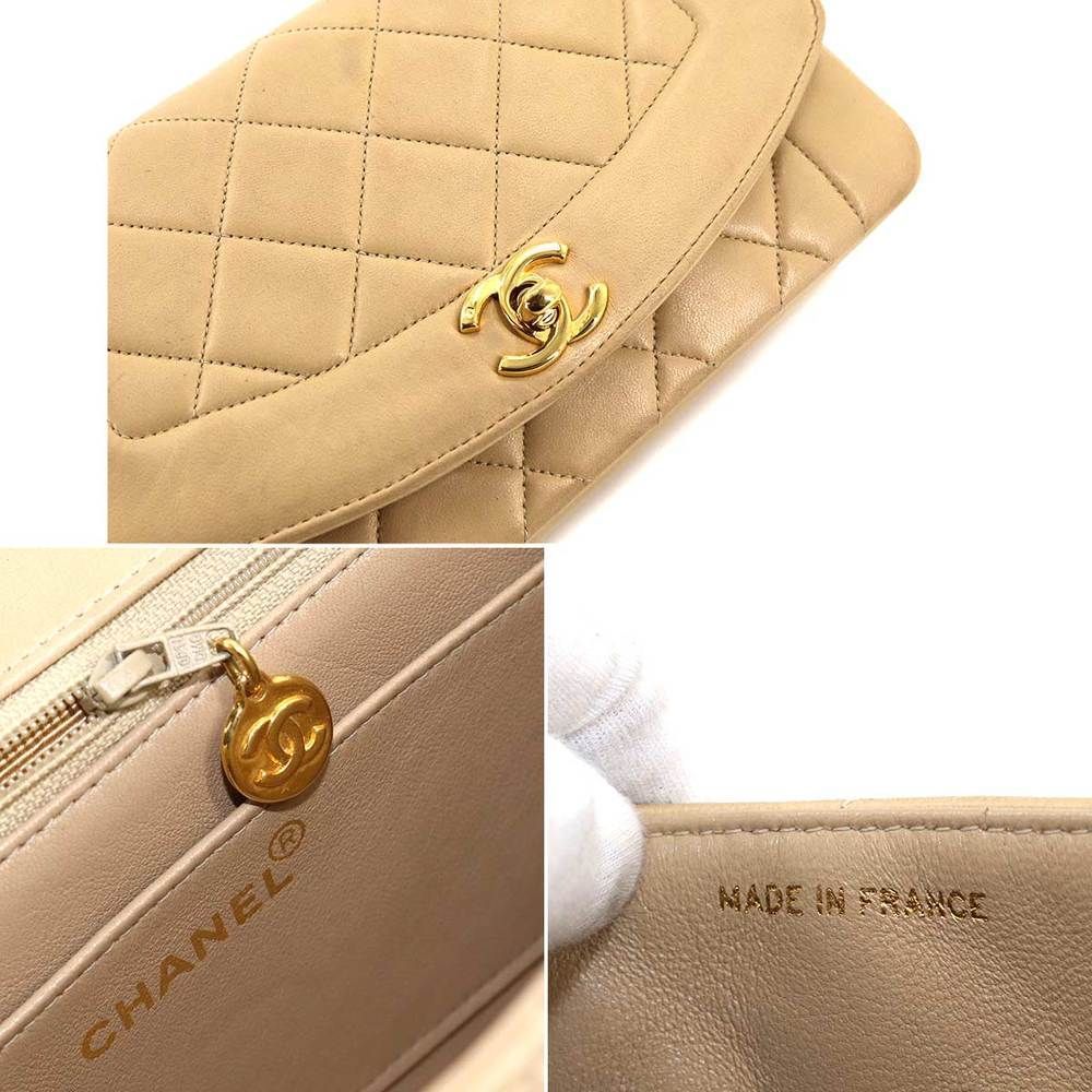 Chanel Diana 22 Matelasse Chain Shoulder Leather Beige Gold - Picture 9 of 9